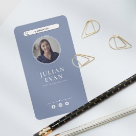 Tarjeta De Visita Simple Dusty Blue Photo Healthcare Consultor