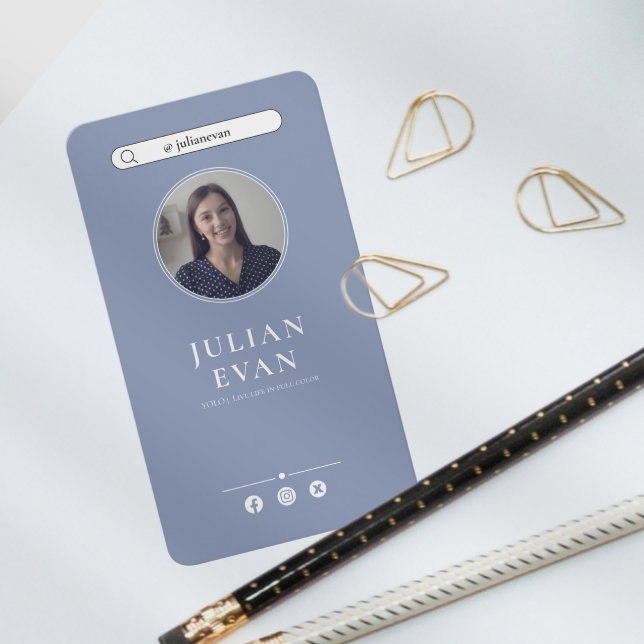 Tarjeta De Visita Simple Dusty Blue Photo Healthcare Consultor (Subido por el creador)