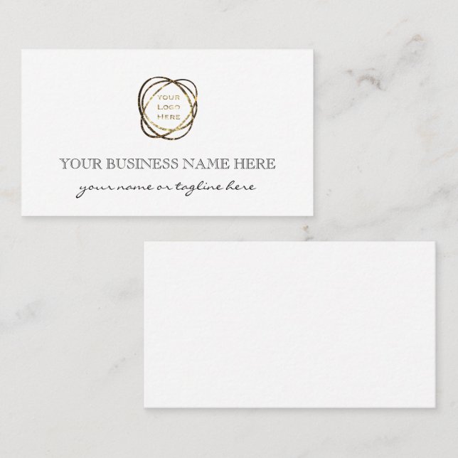 Tarjeta De Visita Simple Elegant Black Add Business Logo Custom   (Anverso / Reverso)