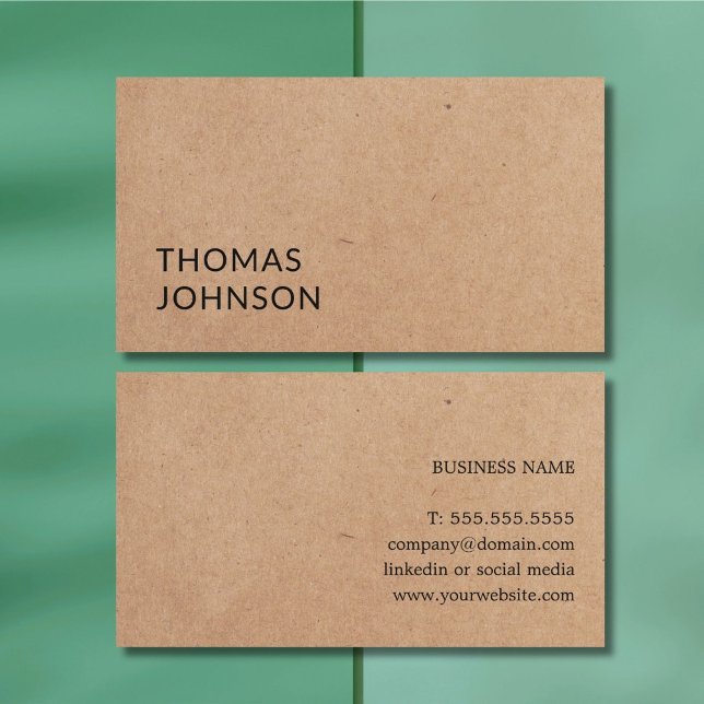 Tarjeta De Visita Simple Elegant Bold PRINTED Kraft Paper Consultant (Subido por el creador)