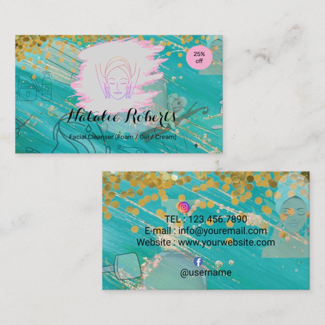 Tarjeta De Visita Simple Elegant  Facial Cleanser Foam Gel Cream (Anverso / Reverso)