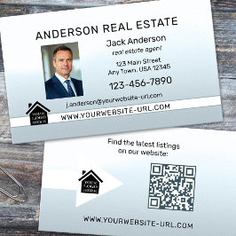 Tarjeta De Visita Simple Elegante Azul Claro Foto Inmobiliaria