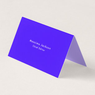 Tarjeta De Visita Simple Elegante Azul Ultramarino Minimalista