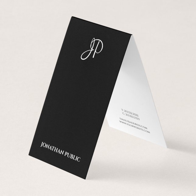 Tarjeta De Visita Simple elegante blanco del negro moderno del (Anverso)