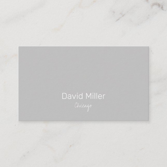 Tarjeta De Visita Simple Elegante Gris (Anverso)
