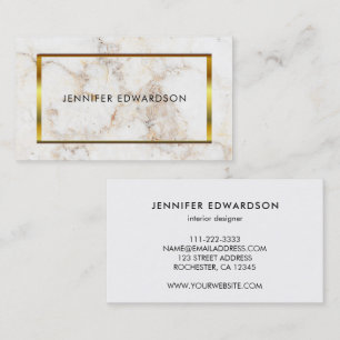 Tarjeta De Visita Simple elegante mármol de oro blanco profesional