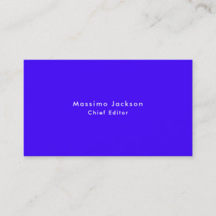 Tarjeta De Visita Simple, elegante y minimalista azul ultramarino