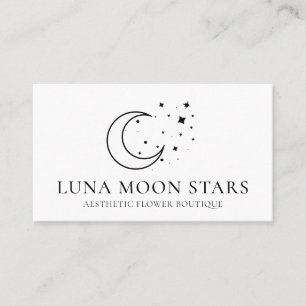 Tarjeta De Visita Simple Estándar Básico Luna Luna Estrellas