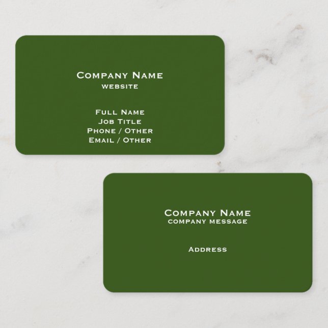 Tarjeta De Visita Simple Forest Green Business Card (Anverso / Reverso)