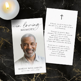 Tarjeta De Visita Simple Funeral Memorial Photo Cross Prayer Card