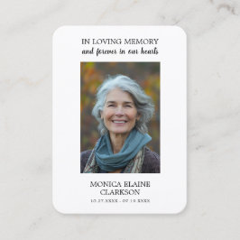 Tarjeta De Visita Simple Funeral Memorial Photo Prayer Card