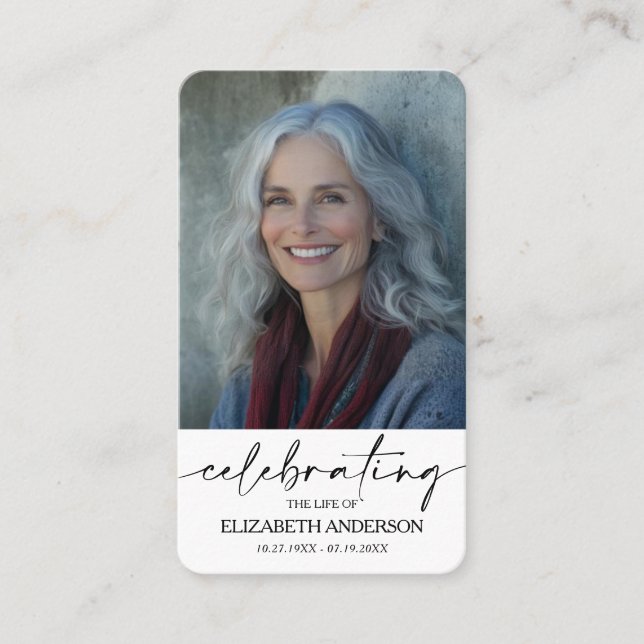 Tarjeta De Visita Simple Funeral Memorial Prayer Photo Card (Anverso)