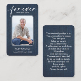 Tarjeta De Visita Simple Funeral Photo Sympathy Memorial Prayer Card