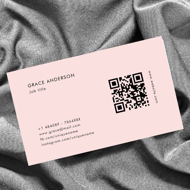Tarjeta De Visita Simple Girona Rosa Femenina Código QR Medios Socia (Subido por el creador)