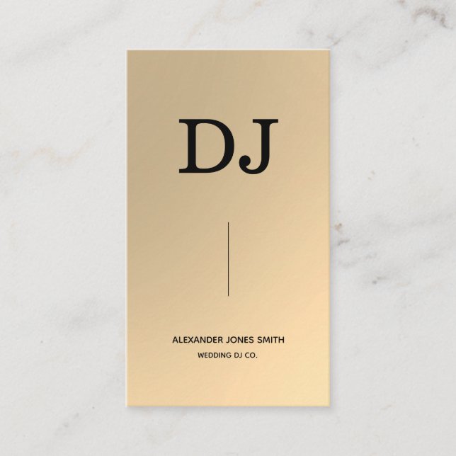Tarjeta De Visita Simple Gold Faux DJ (Anverso)