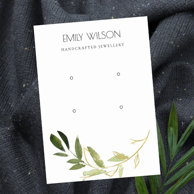 TARJETA DE VISITA SIMPLE GOLD GREEN FOLIAGE DOS EARRING SHPLAY LOGO (Subido por el creador)