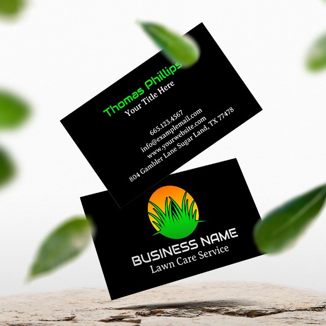 Tarjeta De Visita Simple Green Lawn Care Logo Business Card (Subido por el creador)