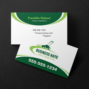 Tarjeta De Visita Simple Green Lawn Landscaping Mowing Service