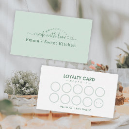 Tarjeta De Visita Simple Green Made with Love Bakery Rewards Loyalty