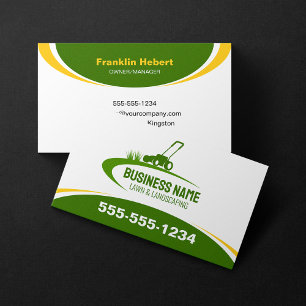 Tarjeta De Visita Simple Green Yellow Lawn Landscaping Mowing