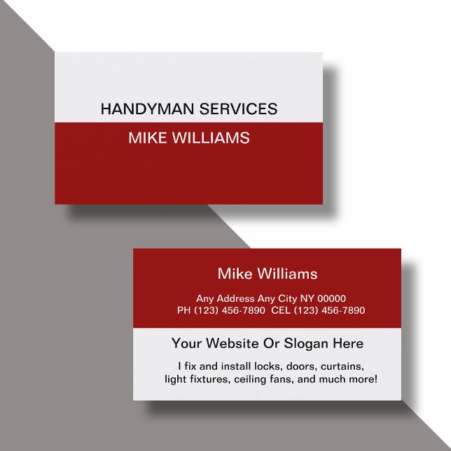 Tarjeta De Visita Simple Handyman Business Cards Online Design (Subido por el creador)