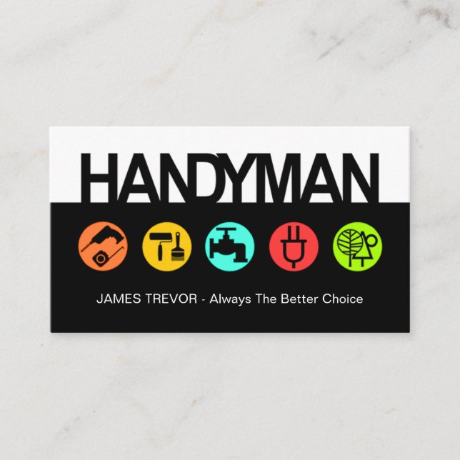 Tarjeta De Visita Simple Handyman Signage Construction Tools (Anverso)