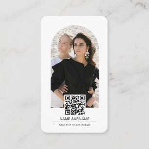 Tarjeta De Visita Simple imagen de código QR en arco moderno