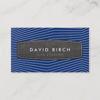Tarjeta De Visita SIMPLE insignia masculina de pizarra negrita azul 