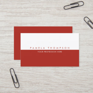 Tarjeta De Visita Simple ladrillo-rojo y elegante minimalista blanco