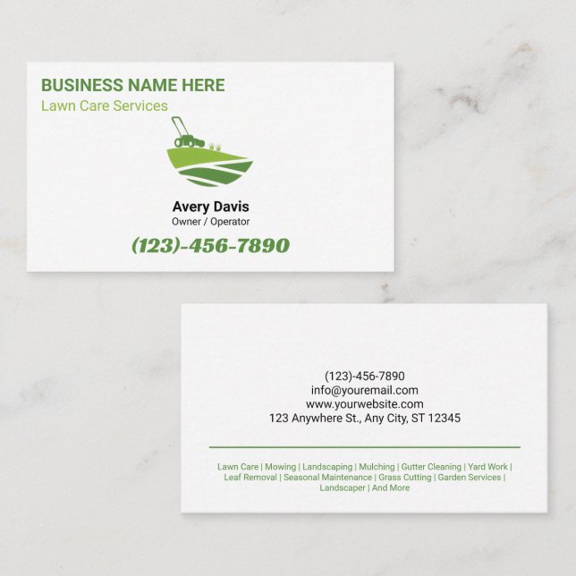 Tarjeta De Visita Simple Lawn Care Landscaping Tree Service Logo (Anverso / Reverso)