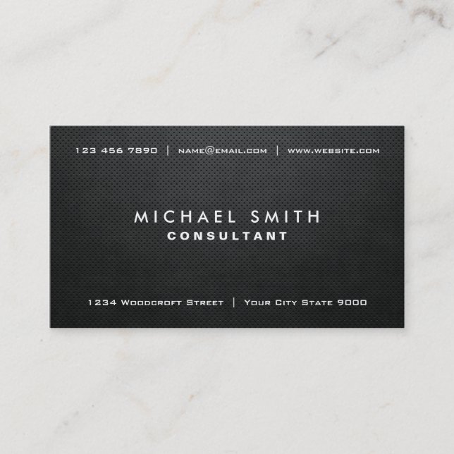 Tarjeta De Visita Simple llano moderno negro elegante profesional (Anverso)