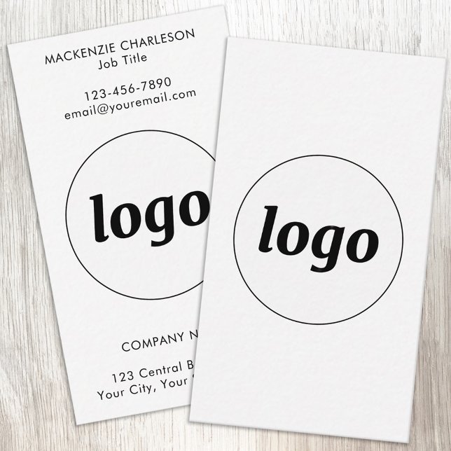 Tarjeta De Visita Simple Logo and Text Vertical (Simple logo with custom text business branding promotional vertical format business cards)