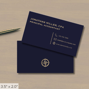 Tarjeta De Visita Simple Marina Minimalista azul y oro