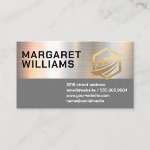 Tarjeta De Visita Simple Metálico Logotipo de Finanzas Corporativa
