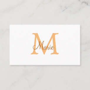 Tarjeta De Visita simple minimal añadir nombre monograma naranja mar