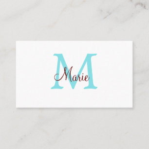 Tarjeta De Visita simple minimal añadir nombre monograma rosa rojo  
