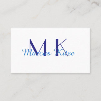 Tarjeta De Visita simple minimal monogram personalized name blue ret