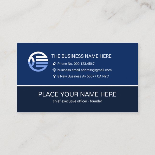 Tarjeta De Visita Simple Minimalist Blue Layers Store Owner (Anverso)