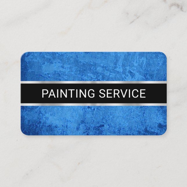 Tarjeta De Visita Simple Minimalist Blue Paint Grunge (Anverso)