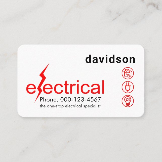 Tarjeta De Visita Simple Minimalist Electrical Lightning Bolt (Anverso)
