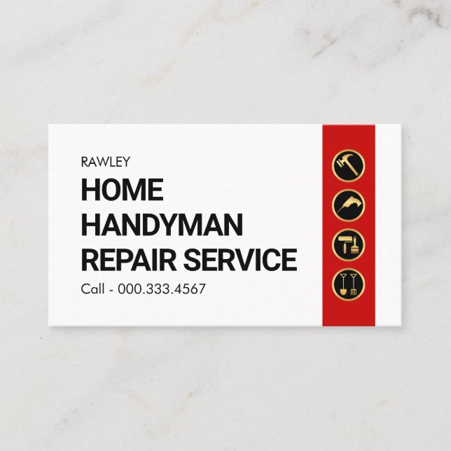 Tarjeta De Visita Simple Minimalist Gold Handyman Works (Anverso)