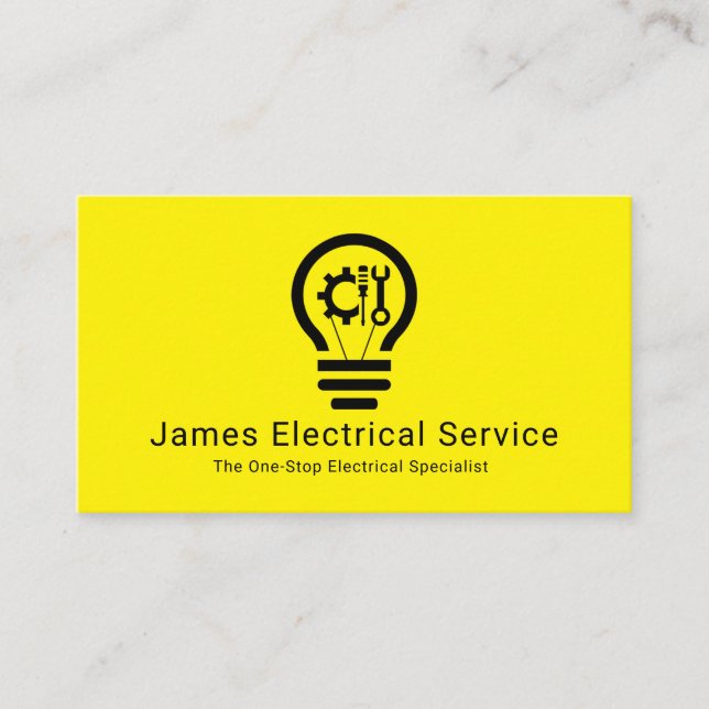 Tarjeta De Visita Simple Minimalist Light Bulb Electrician (Anverso)