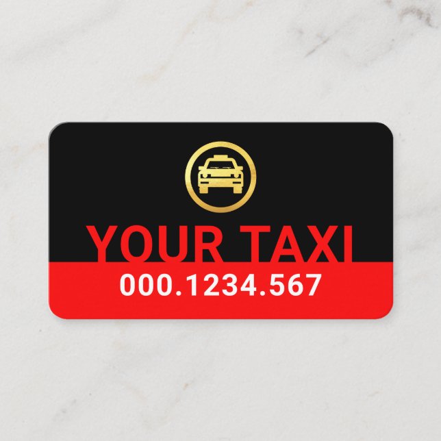 Tarjeta De Visita Simple Minimalist Red Taxi Signage (Anverso)