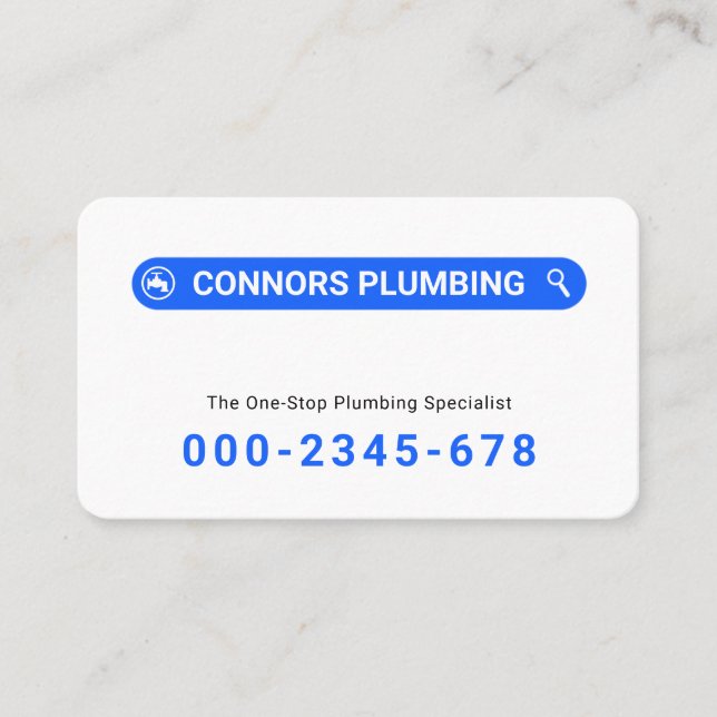 Tarjeta De Visita Simple Minimalist Searching Plumber Service (Anverso)