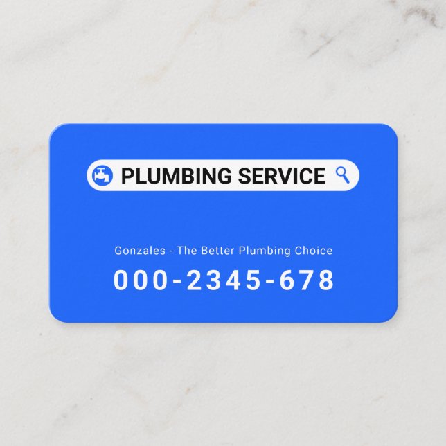 Tarjeta De Visita Simple Minimalist Searching Plumber Service (Anverso)