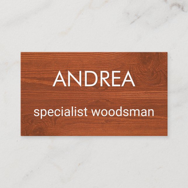 Tarjeta De Visita Simple Minimalist Wood Timber Carpentry (Anverso)