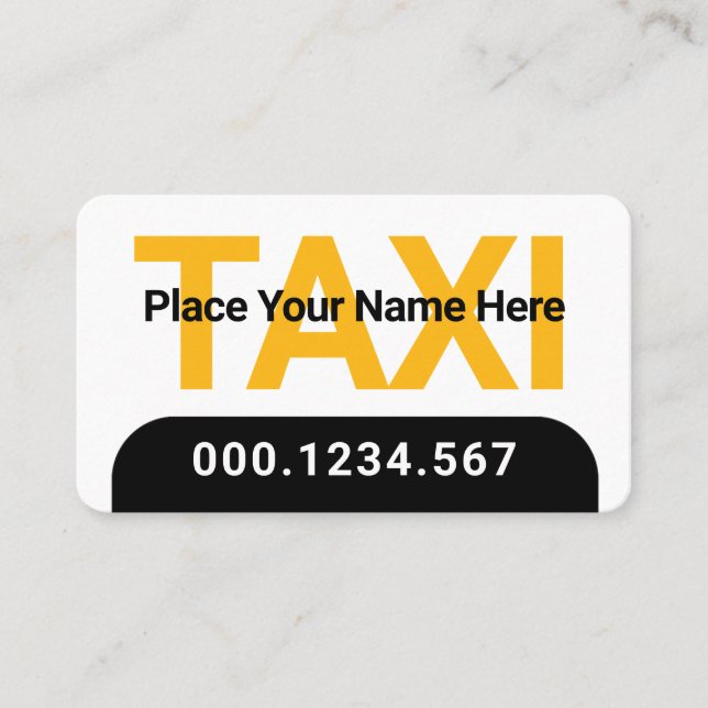 Tarjeta De Visita Simple Minimalist Yellow Taxi Service (Anverso)