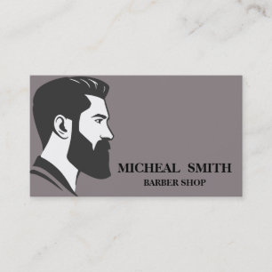 Tarjeta De Visita Simple Minimalista Barbería en Blanco y Negro