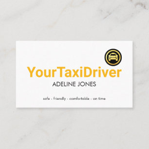 Tarjeta De Visita Simple Minimalista Conductor de Taxi Amarillo