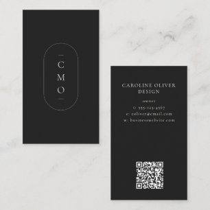 Tarjeta De Visita Simple Minimalista Moderno Monograma Negro Pequeño